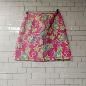 Vintage Lilly pulitzer skirt lined size 6 cotton‎ rock a hula print monkey luau